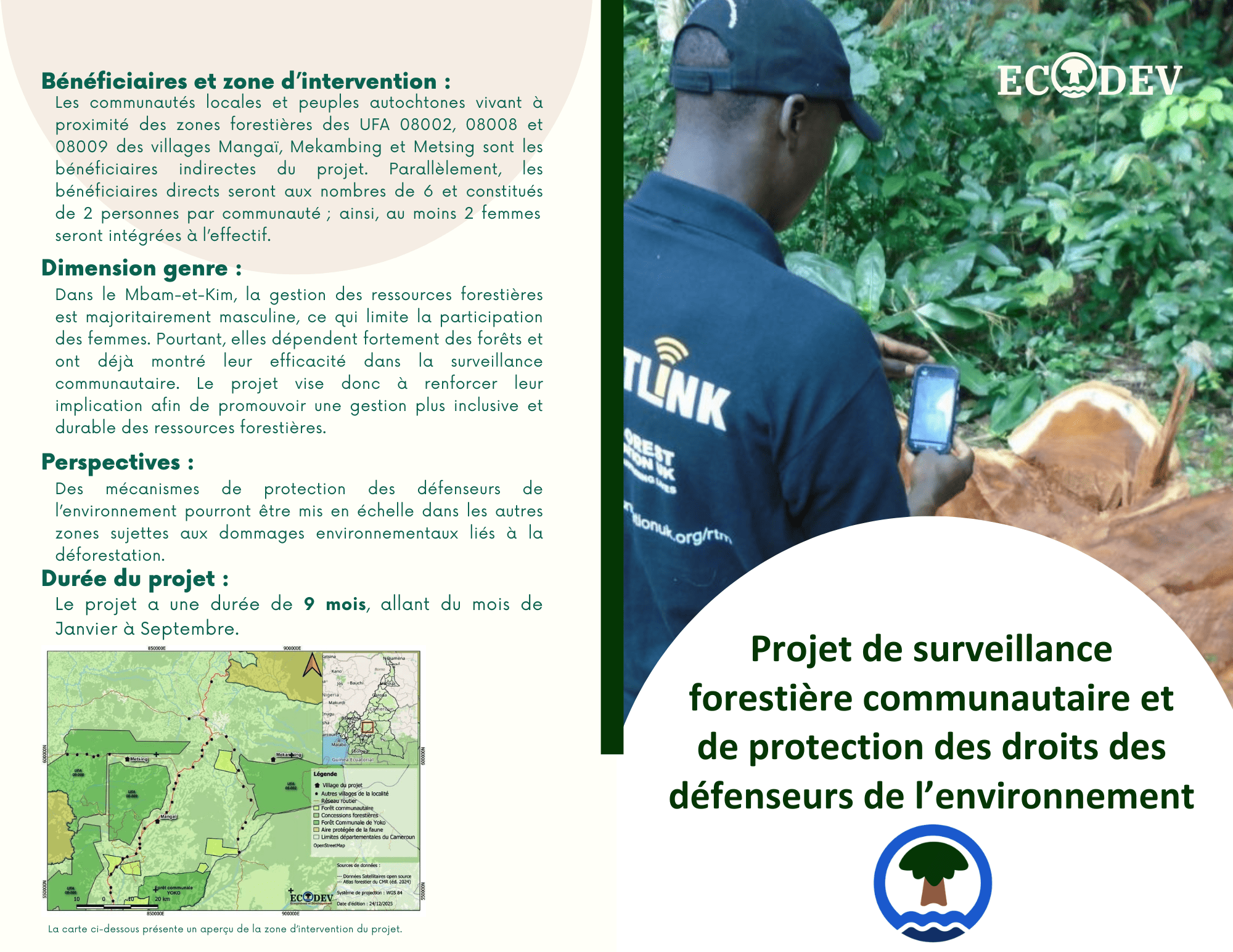 Lire la suite à propos de l’article Projet de surveillance forestière communautaire et de protection des droits des défenseurs de l’environnement