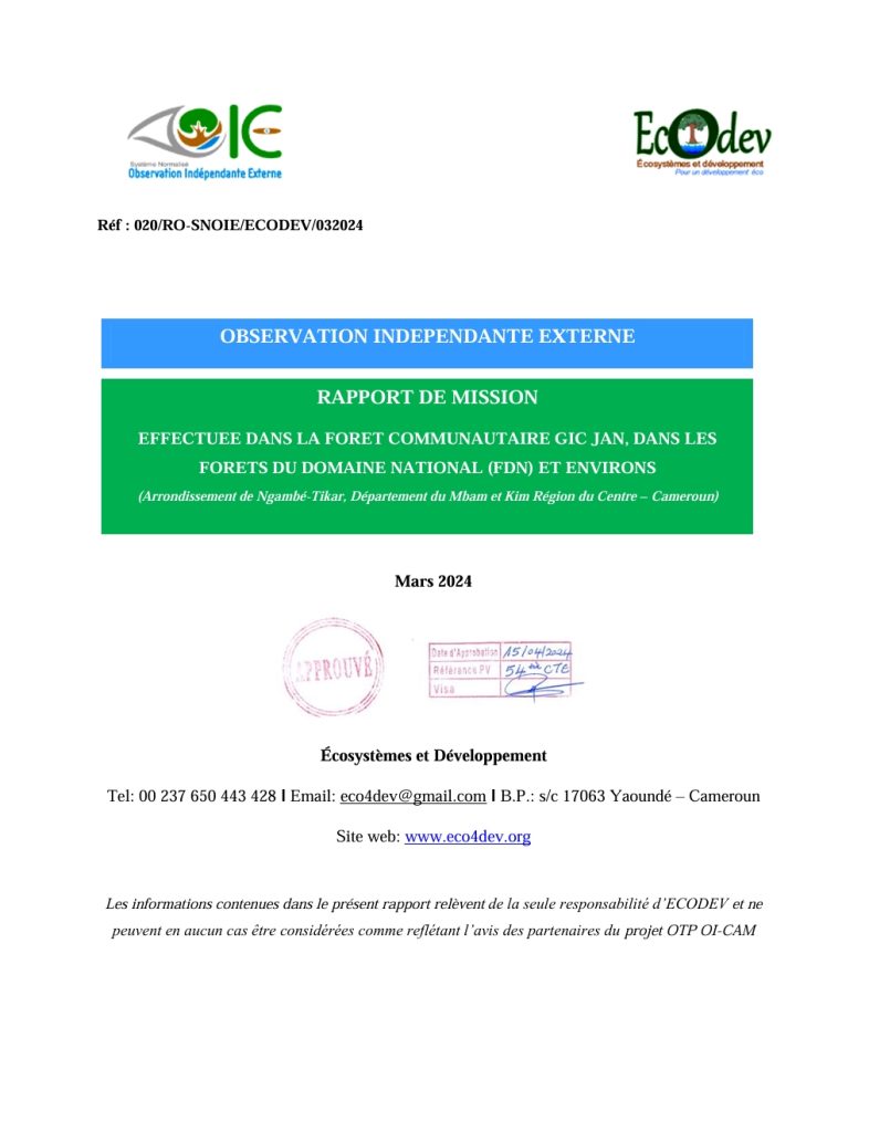 OBSERVATION INDEPENDANTE EXTERNE Mars 2024